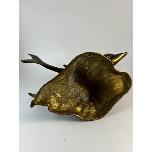 Brass Dolphins Tabletop Statue Figurine 9” Patina See Pics - Picture 6 of 7